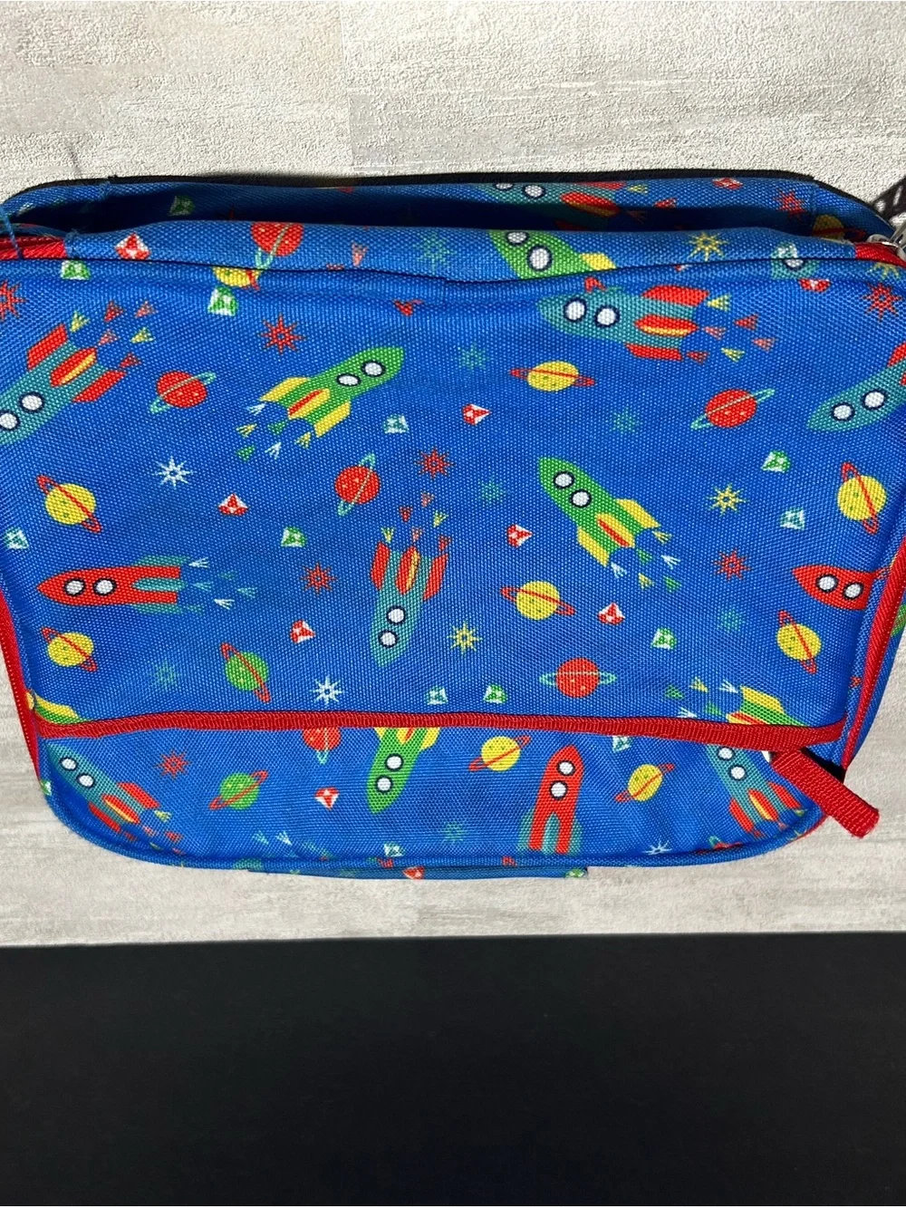Kids Rocket Print Lunch Bag - Blue